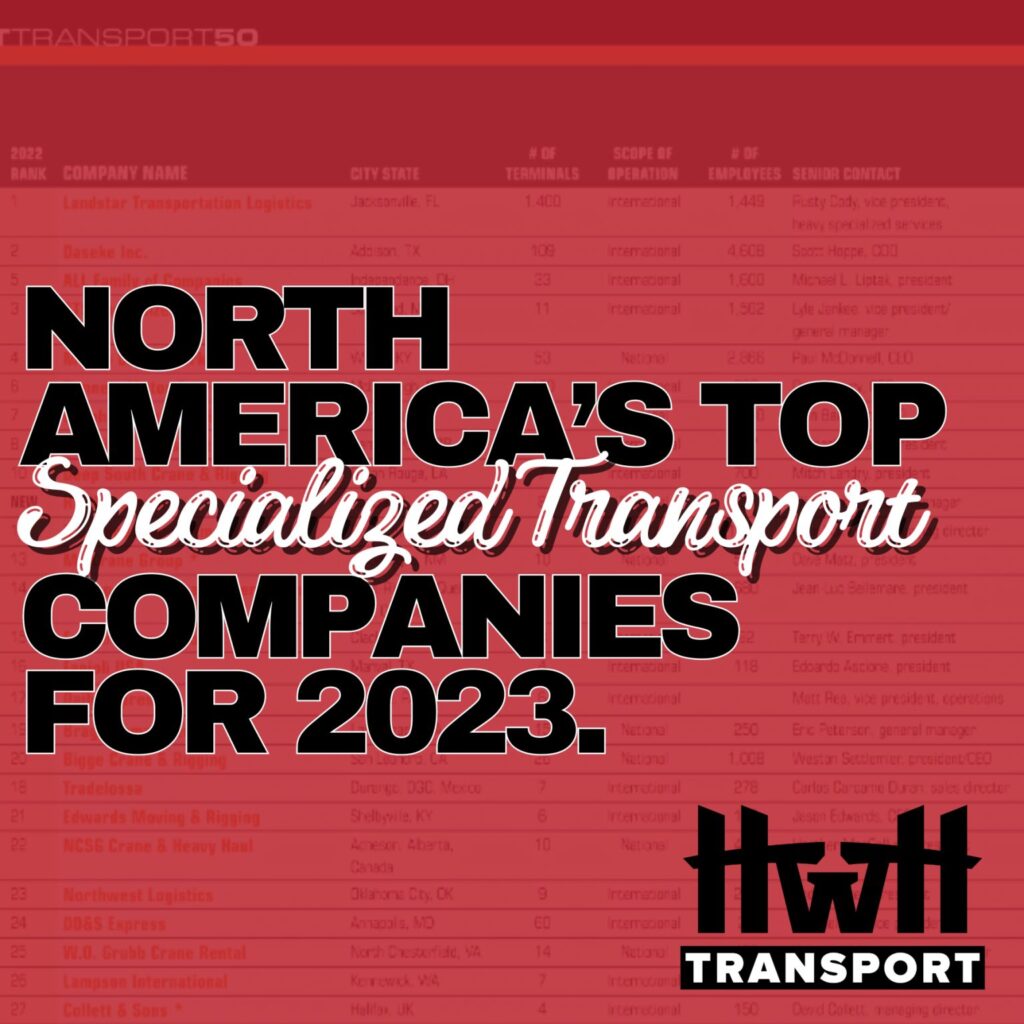 North America's Top Specialized Transport Companies For 2023